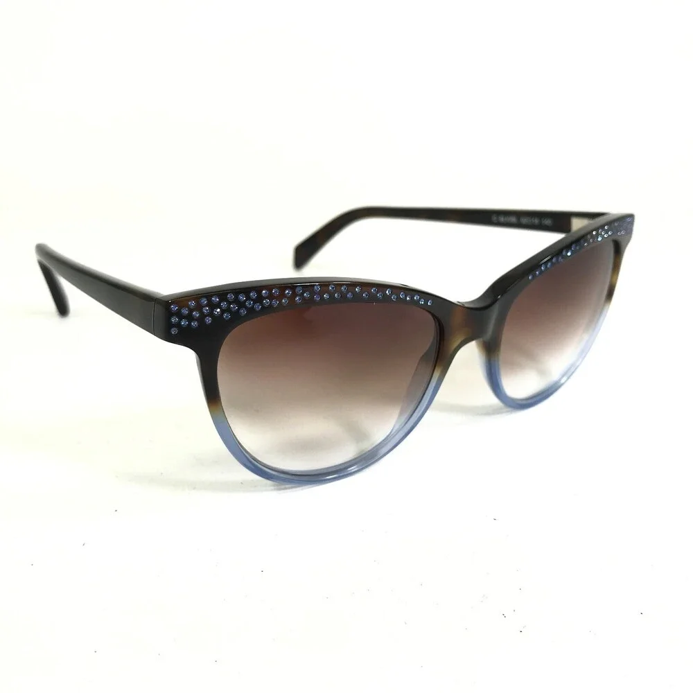 Gem Sunglasses 71 C.BLK/BL Blue Brown Tortoise Crystals Frames with Brown Lenses